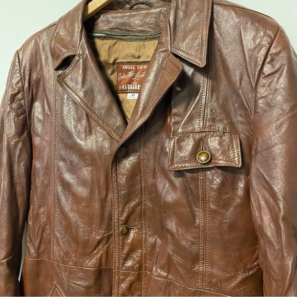 Vintage Brown Leather Jacket Cabretta Angel Skin Grais Mens 38R Small - Medium - Picture 11 of 11